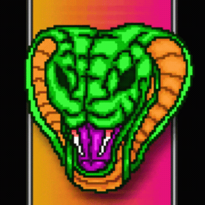 Green And Orange Cobra With Mouth Open GIF