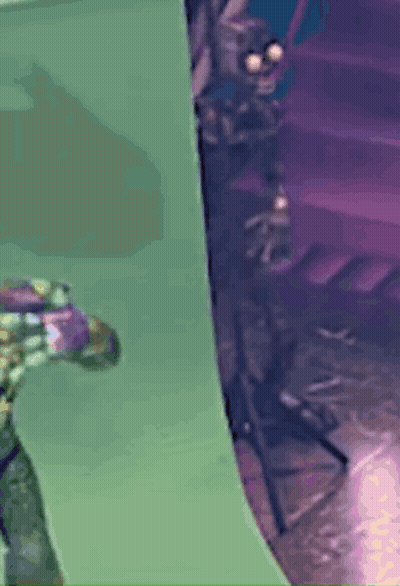 Green And Purple Background With Skeleton In Corner GIF