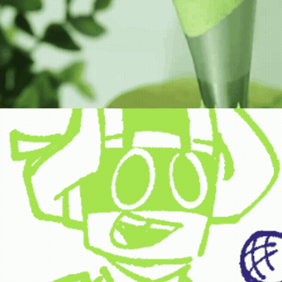 Green And White Cartoon With 100 On Face GIF