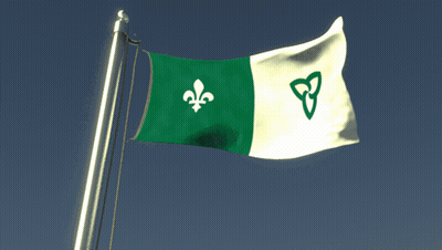 Green And White Flag With Celtic Symbol GIF