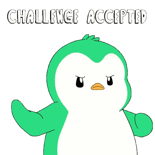 Green And White Penguin Challenge Accepted Sticker