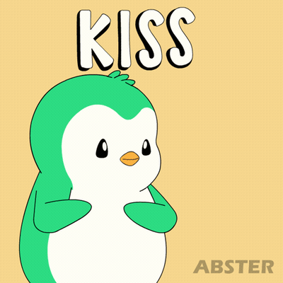 Green And White Penguin Kiss GIF