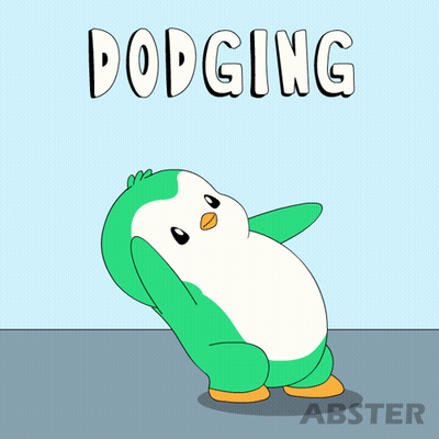 Green And White Penguin Saying Dodging GIF