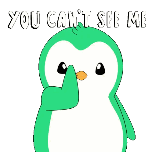 Green And White Penguin Saying You Can't See Me Sticker