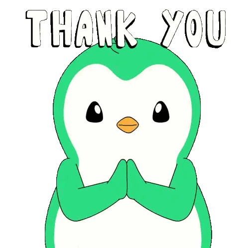 Green And White Penguin Thank You Sticker