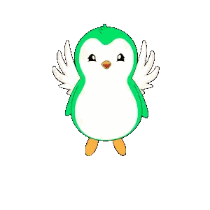 Green And White Penguin With Wings And Orange Feet Sticker