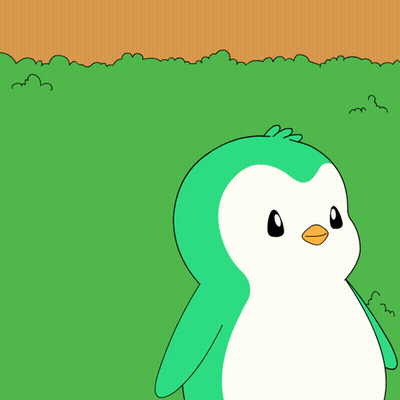 Green And White Penguin With Yellow Beak In Grass GIF