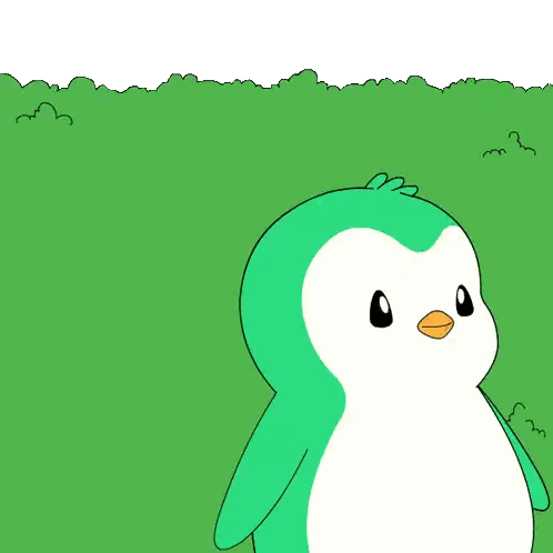 Green And White Penguin With Yellow Beak Sticker