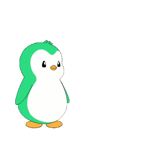Green And White Penguin With Yellow Beak Sticker