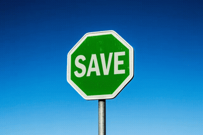 Green And White Stop Sign Saying Save GIF