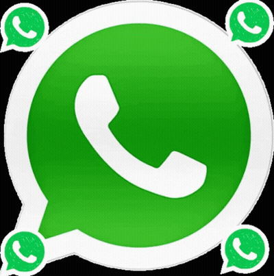 Green And White WhatsApp Logo With Four Speech Bubbles GIF