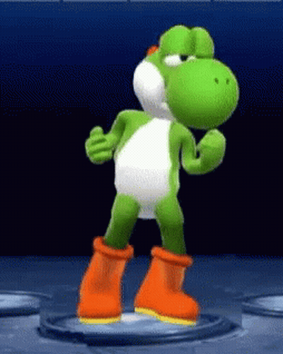 Green And White Yoshi In Orange Boots GIF