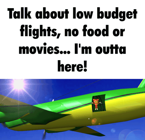 Green And Yellow Airplane Talk About Low Budget Flights GIF