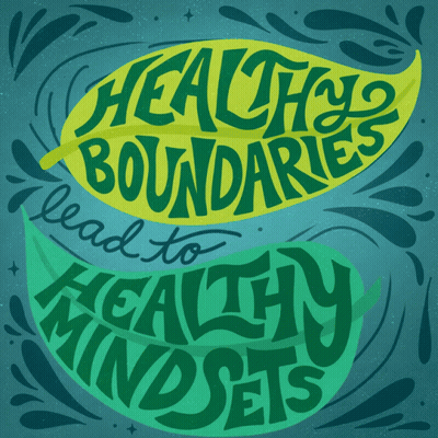 Green And Yellow Leaf Saying Healthy Boundaries Lead To Healthy Mindsets GIF