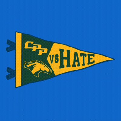 Green And Yellow Pennant Saying CP Vs Hate GIF