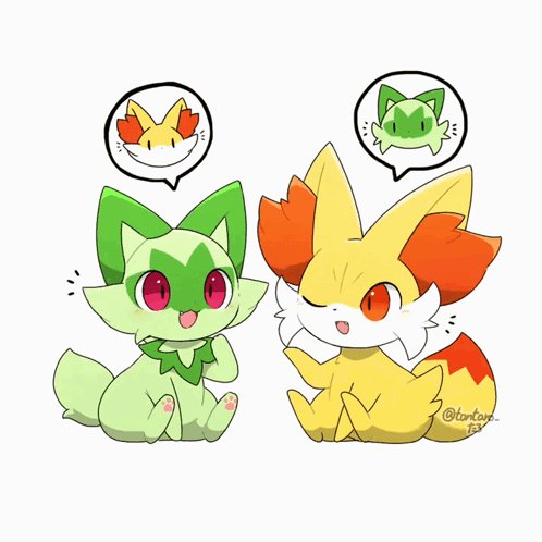 Green And Yellow Pokemon With Speech Bubbles And @Tontan GIF