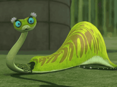 Green And Yellow Snake With Blue Eyes GIF