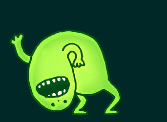Green Animated Freak Bangs Head Front Back GIF