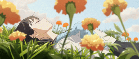 Green Anime Flowers GIF