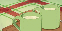 Green Anime Mug With Coffee GIF