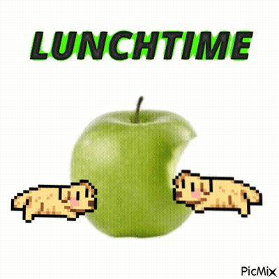 Green Apple Saying Lunchtime GIF