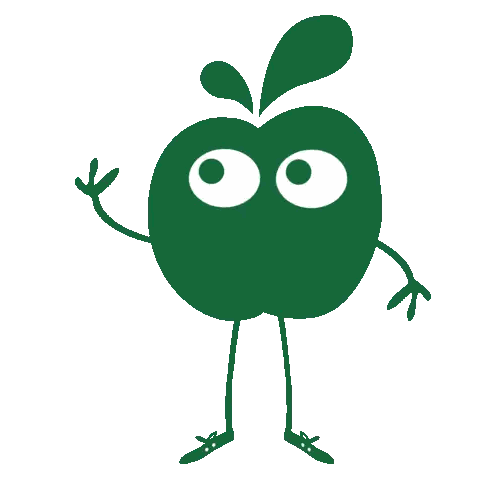 Green Apple Waving With Eyes And Limbs Sticker