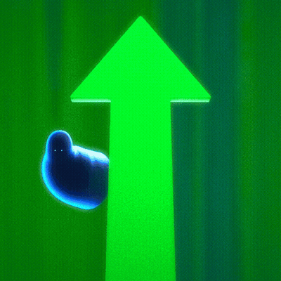 Green Arrow Pointing Up With Blue Circle GIF