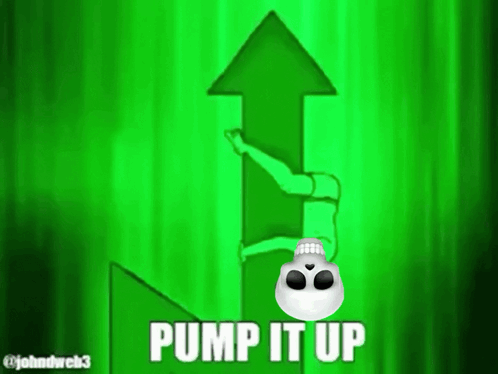 Green Arrow With Skull Saying Pump It Up GIF