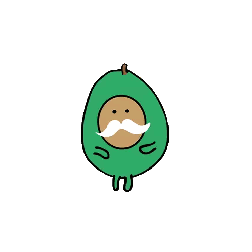 Green Avocado With Mustache And Brown Face Sticker