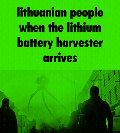 Green Background Lithuanian People Lithium Battery Harvester Arrives GIF