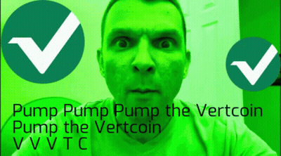 Green Background Man Face Pump Pump Pump The Vertcoin VVTC