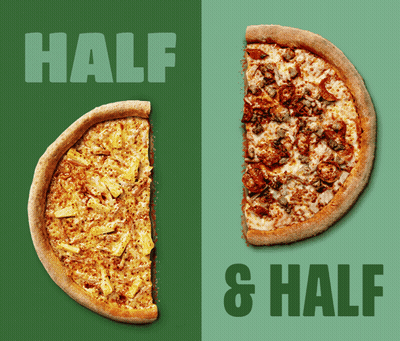 Green Background Saying Half And Half GIF