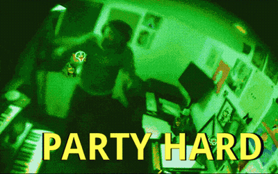 Green Background Saying Party Hard GIF