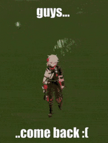 Green Background With Cartoon Character And Text Guys Come Back GIF
