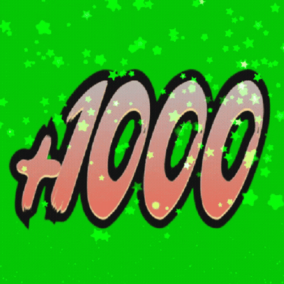 Green Background With Number 1000 Surrounded By Stars GIF