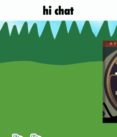 Green Background With Trees Saying Hi Chat GIF