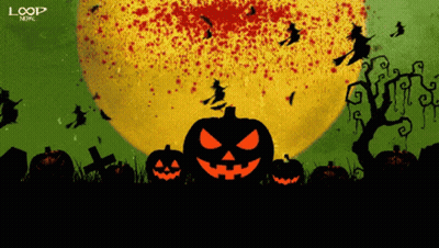 Green Background With Witches and Pumpkins Loop Nepal