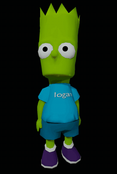 Green Bart Simpson In Blue Shirt Saying Logan GIF