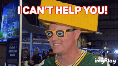 Green Bay Packers Fan In Yellow Hat Saying Go Pack GIF