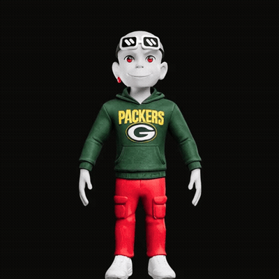Green Bay Packers Figurine In Green Hoodie GIF