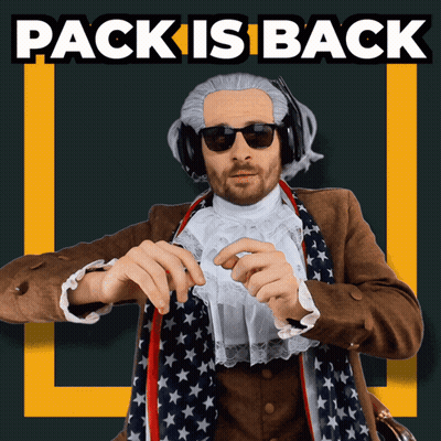 Green Bay Packers Mascot Holding Football GIF