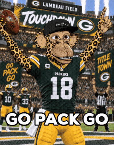 Green Bay Packers Mascot Holding Football GIF