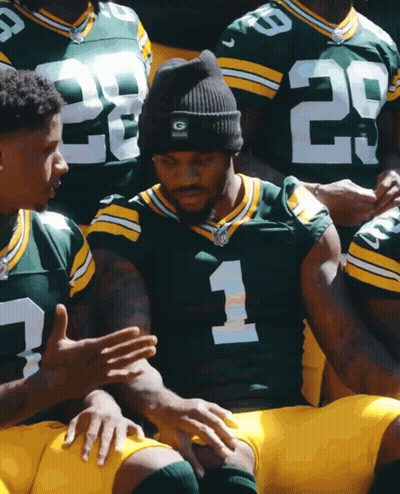 Green Bay Packers Player In Black Beanie With Letter G GIF