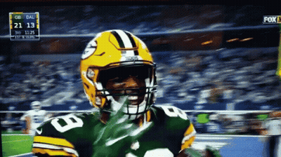 Green Bay Packers Player In Yellow Helmet GIF