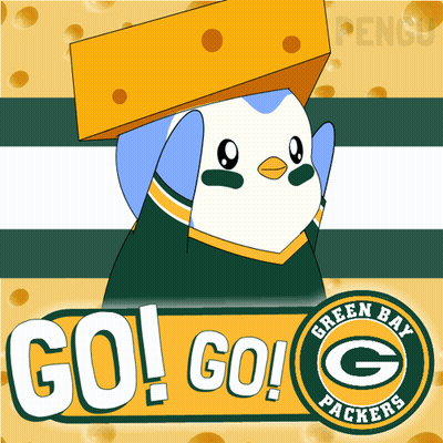 Green Bay Packers Poster Penguin Holding Cheese GIF