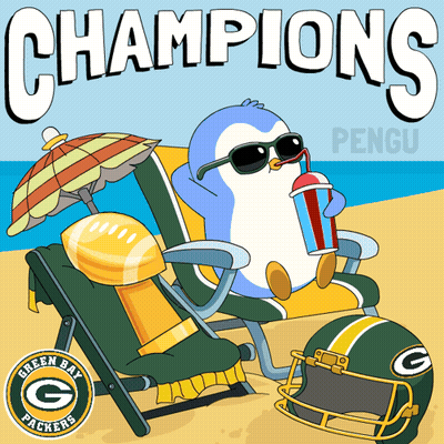 Green Bay Packers Poster With Penguin On Beach Chair GIF