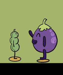 Green Bean Eggplant High Five GIF
