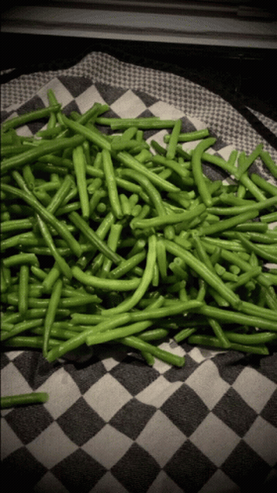 Green Beans On Checkered Towel GIF