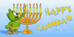 Green Bear Lightning A Candle Happy Hanukkah GIF