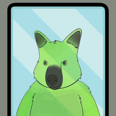 Green Bear With Black Nose And Ears GIF
